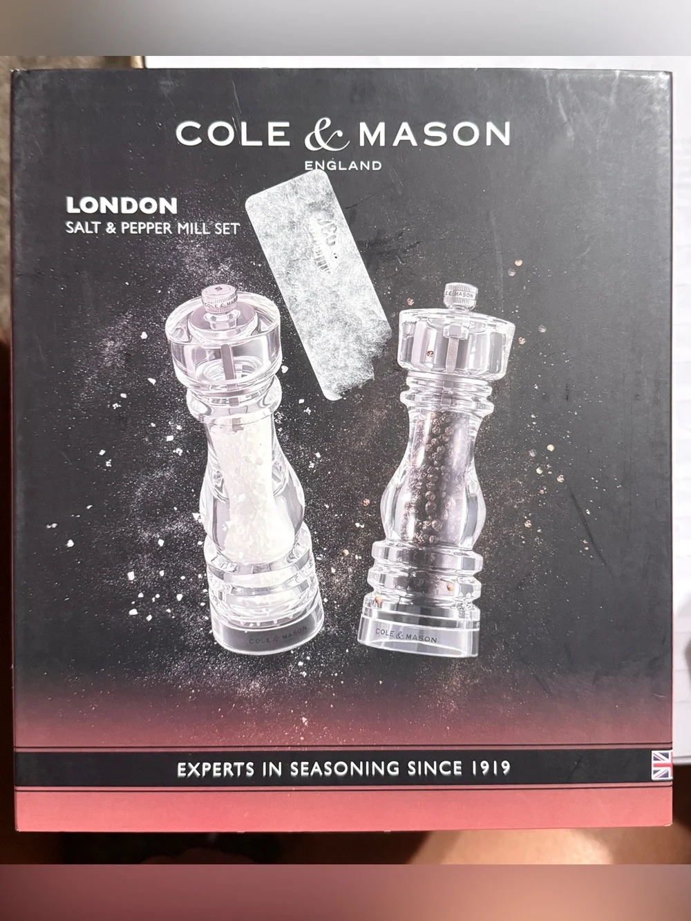 Cole & Mason London Clear Acrylic Salt & Pepper Mill Set 7”